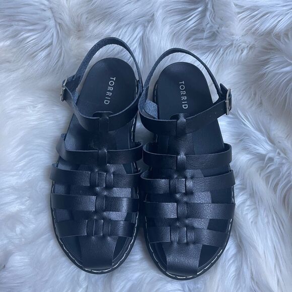 Torrid Platform Fisherman Sandal  Synthetic Black size WW 8.5 - Picture 3 of 10